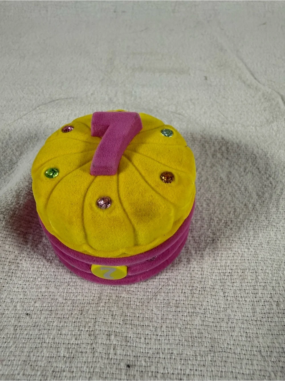 Pink and Yellow Rhinestone 7 Year Old Small Jewelry Box